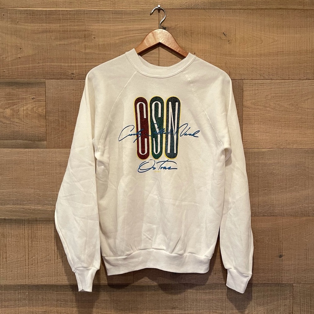 Vintage Official Crosby Stills & Nash Tour White Sweatshirt L